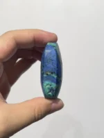 天然藍銅礦共生孔雀石把玩背面細節