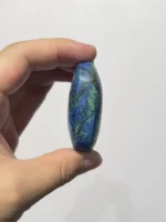 天然藍銅礦共生孔雀石把玩紋理特寫