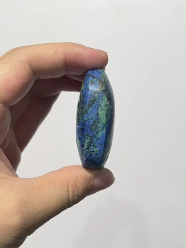 天然藍銅礦共生孔雀石把玩紋理特寫