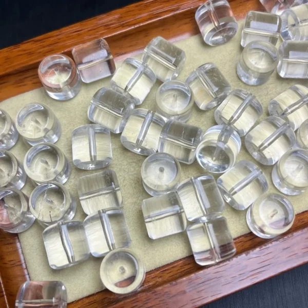 霜月凝光天然白水晶光面桶珠桶珠細節紋理