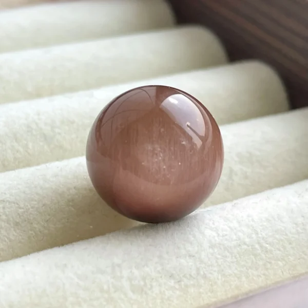 天然橘棕色兔毛單珠15.5mm強貓眼正面