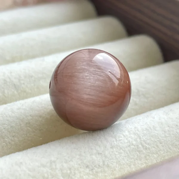 天然橘棕色兔毛單珠15.5mm強貓眼背面