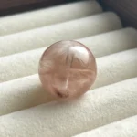 天然兔毛單珠 17.4mm 髒橘粉色卷毛正面