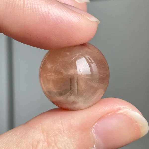 天然兔毛單珠 17.4mm 髒橘粉色卷毛背面