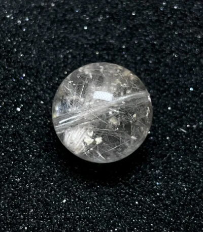 天然黃幽靈單珠12.8mm 背面紋理與棉絮