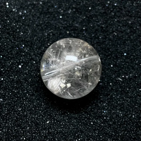 天然黃幽靈單珠12.8mm 背面紋理與棉絮