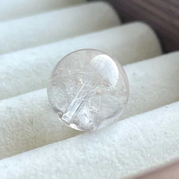 天然黃幽靈單珠12.8mm 透光效果銀髮閃爍
