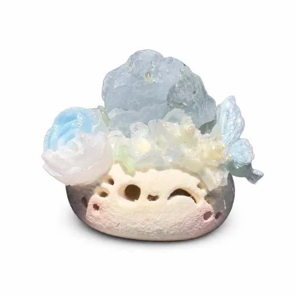 天然天青石mini豆丁水晶擺件正面，藍白配色