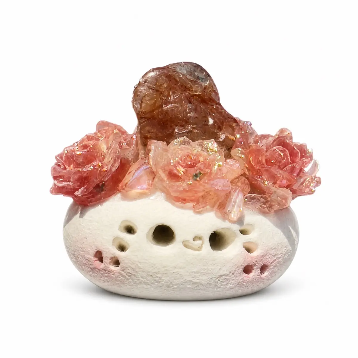 strawberry-quartz-mini-butterfly-ornament-01 莓紅花園天然草莓晶mini豆丁水晶擺件正面,莓粉色調